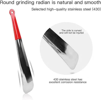 1PC 30cm Stainless Steel Shoehorn PVC Plastic Handle Professional Shoe Horn with Hook Spoon Shoes Lifter Shoe Helper(02)