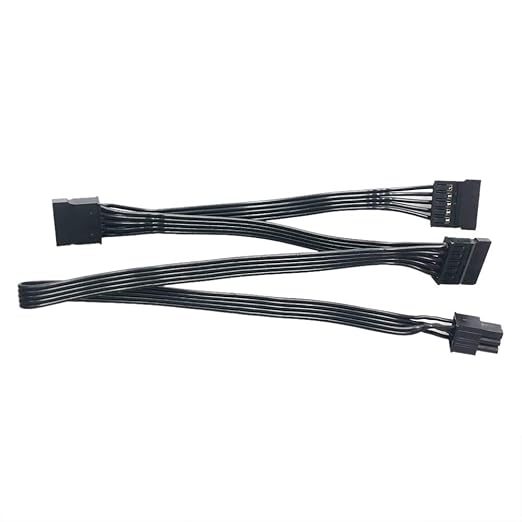 Zahara SATA Power Cable 6 Pin to 3x15 Pin for SeasonicAntec PSUs, BTC Mining Riser Splitter, Hard Drive Adapter 18.7-inch (47.6cm) 18.7-inch 18AWG