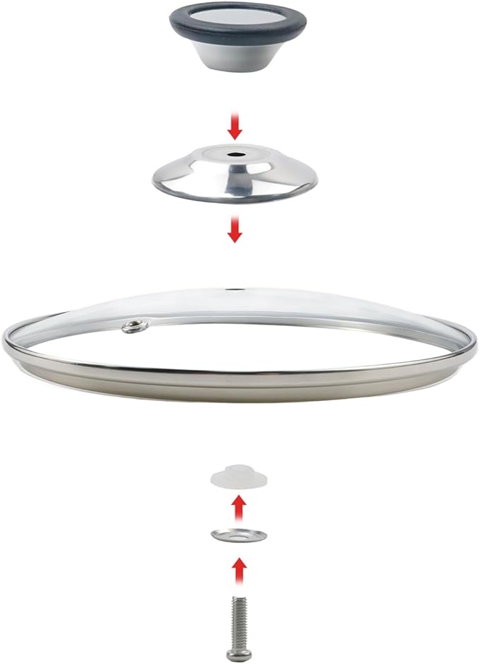 Universal Round Lid for Pans 6.5 Inch Tempered Glass Pot Lid, with Steam Vent Hole and Heat Resistant Handle Easy to Use Replacement Frying Pan Cover Cookware