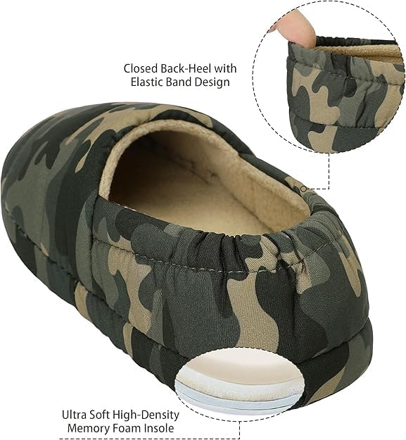 11-12 Bigwow Boys Camouflage Slippers Elastic Closed Heel House Shoes for Toddler Kids