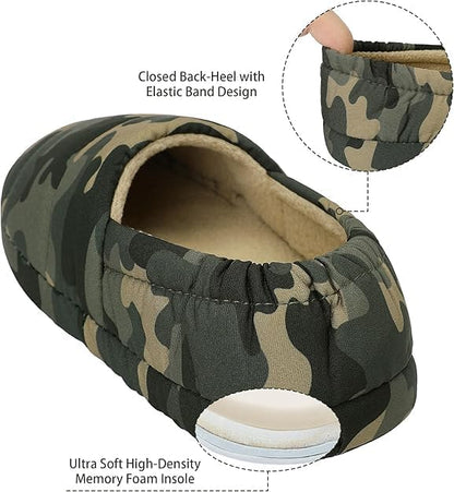 11-12 Bigwow Boys Camouflage Slippers Elastic Closed Heel House Shoes for Toddler Kids