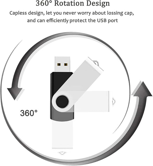 2 Pack 32GB USB Flash Drive USB 2.0 Thumb Drives Jump Drive Fold Storage Memory Stick Swivel Design - Black