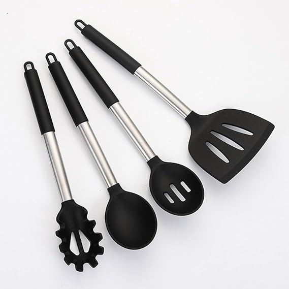 Silicone Cooking Utensils Set, Kitchen Utensils Heat Resistant Spatulas, Essential Cooking Tools Non-Toxic, Heat Resistant, Ideal for Cooking, Grilling, Serving, and Frying,Leakage Spoon