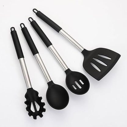 Silicone Cooking Utensils Set, Kitchen Utensils Heat Resistant Spatulas, Essential Cooking Tools Non-Toxic, Heat Resistant, Ideal for Cooking, Grilling, Serving, and Frying,Leakage Spoon