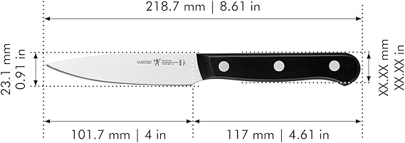 HENCKELS Solution Razor-Sharp 4-inch Compact Chef Knife, German Engineered Informed by 100 Years of Mastery, BlackStainless Steel