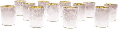 Koyal Wholesale 2.6" Tall Mauve Frosted Ombre Mercury Glass Votive Candle Holders, Set of 12, Bulk Tealight Holders