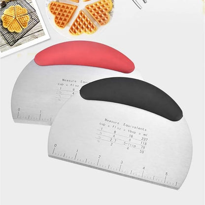 Dough Scraper, Professional Stainless Steel Dough Pastry Grill Scraper with Scale-Red
