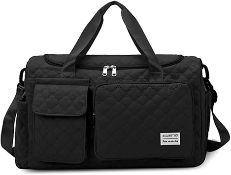 Gym Bag for Women,Sports Travel Duffel Bag, Weekender Overnight Bag with Wet Pocket and Shoes Compartment for Women, Travel,Workout,Gym, Yoga 766 (Black)