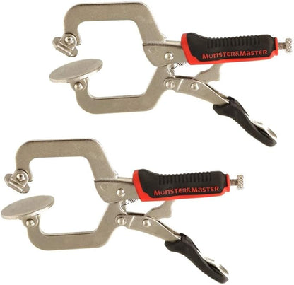 Monster  Master 6" C clamp Face Clamp Locking Plier with Larger Flat Swivel Pads for Woodworking, Welding and Pocket Hole Joinery, 2-Piece