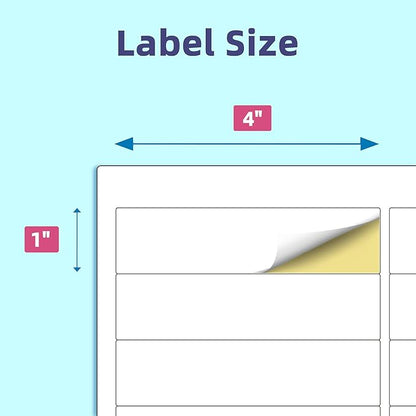 Shipping Address Labels,1" x 4" 2000 Blank Mailing Shipping Labels (20 Labels per Sheet,100 Sheets), Printable White Sticker Labels Compatible with Laser and Inkjet Printers