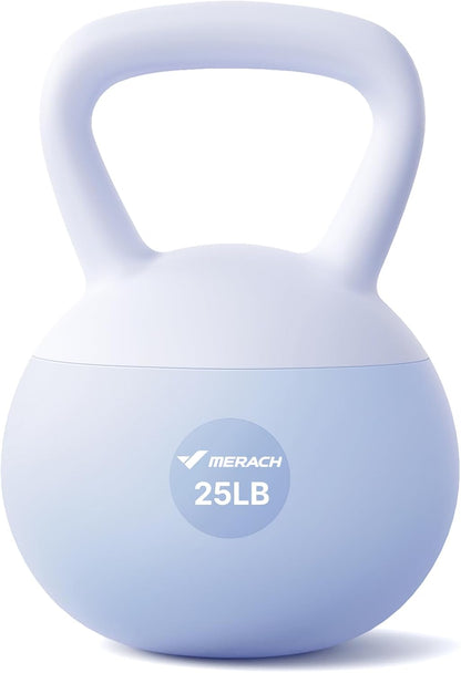 MERACH Soft Kettlebells 25lb, Strength Training Kettlebell with Wide Non-Slip Handle, Sea and Iron Sand Filled Kettle Bell with Soft-Sided Cushioned Base for Home Workouts, Ideal for Men, Women(25lb Blue)