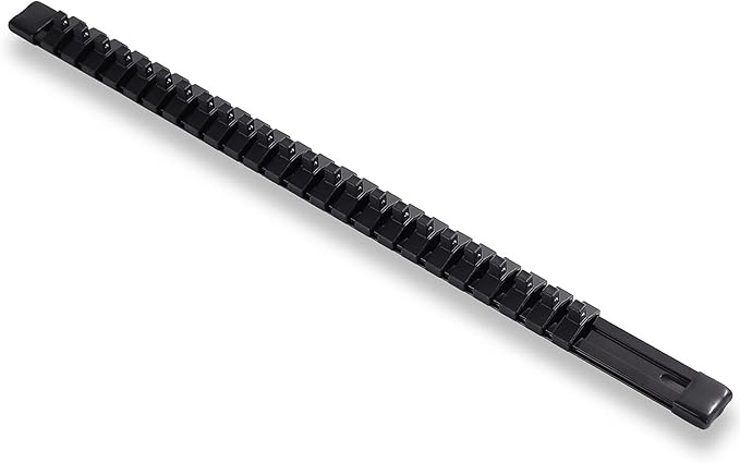 ALOANES 14-Inch Drive Aluminum Alloy Socket Organizer, Heavy Duty Socket Racks, Socket Holder Kit 14-Inch x 24 Clips (Black)