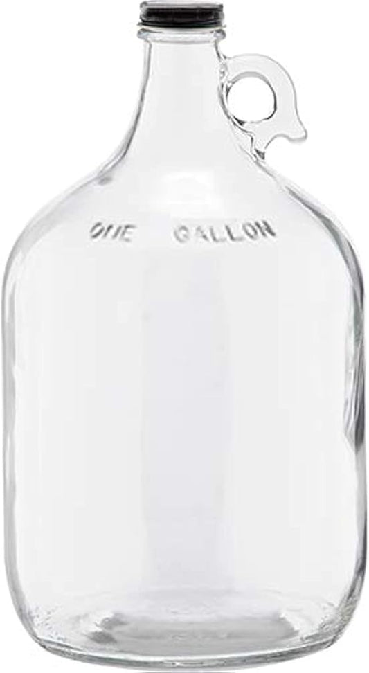 1 Gallon (128oz) Glass Fermenting Jug with Handle, Black Polyseal Lid  Cap