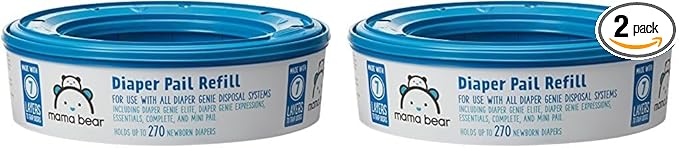 Brand - Mama Bear Diaper Pail Refills for Genie Pails, Unscented, 270 Count (Pack of 2)