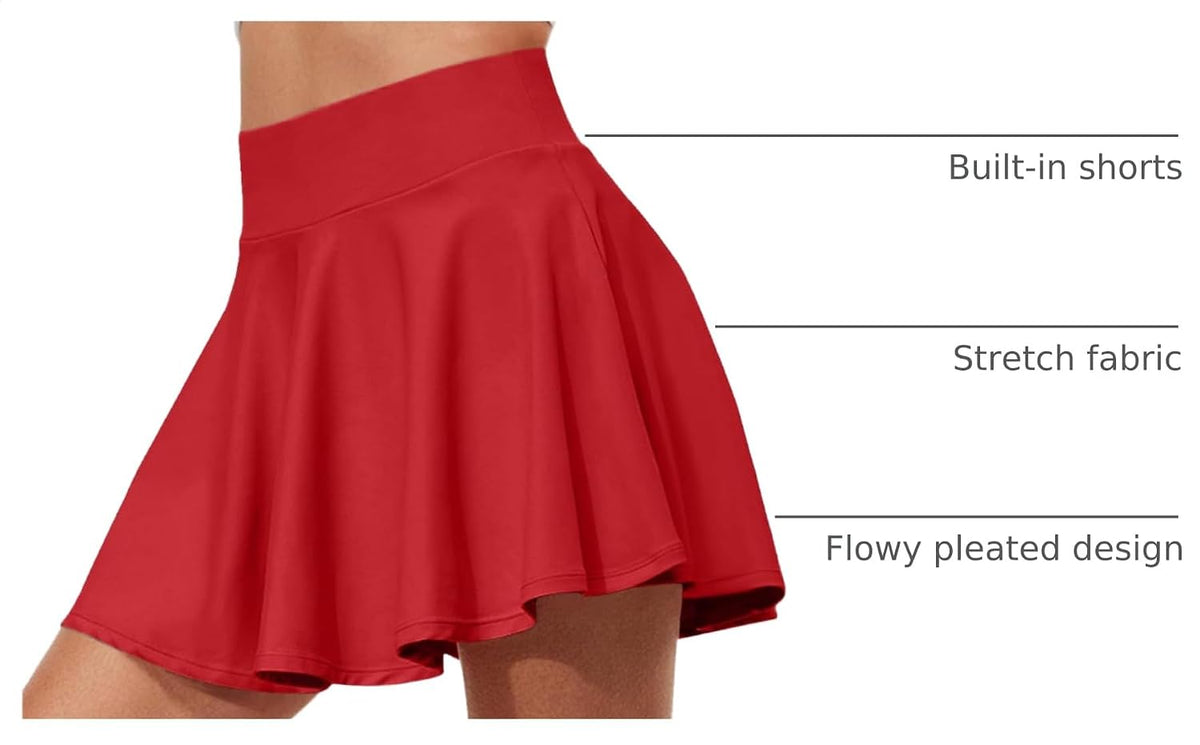 Pleated Tennis Skirts for Women High Waisted Golf Skorts Tummy Control Skirts with Shorts Pockets Lightweight