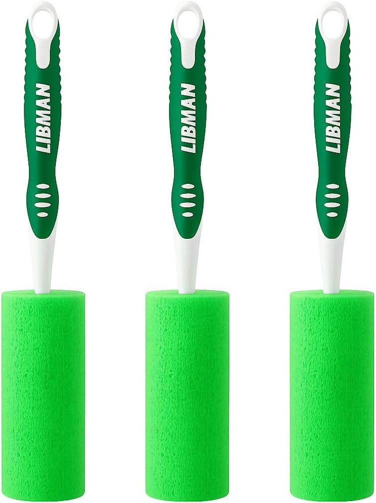 LIBMAN Sponge Bottle Brush - 3 Pk Glass & Dish Sponge with Handle - Bottle Cleaner for Cleaning Glasses, Cups, Dishes, pots