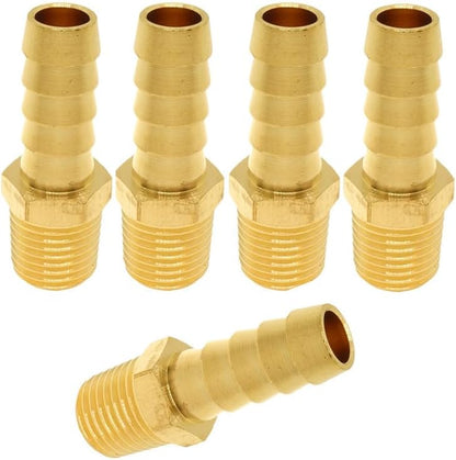 3 Pcs 3/8" Barb to 1/4 NPT Male Pipe Air Hose Fittings Brass Hose Barb Adapter