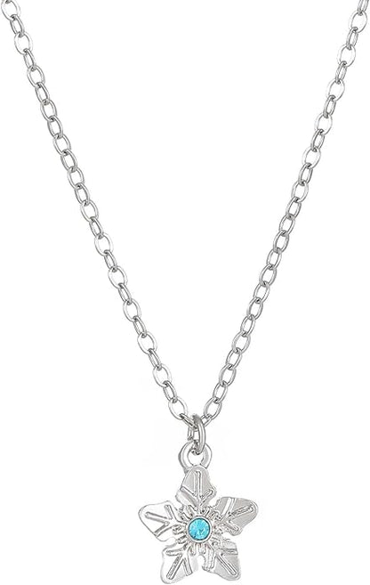 Tree Star Leaf Dinosaur Necklace with Blue Crystal Silver Chain Jewelry