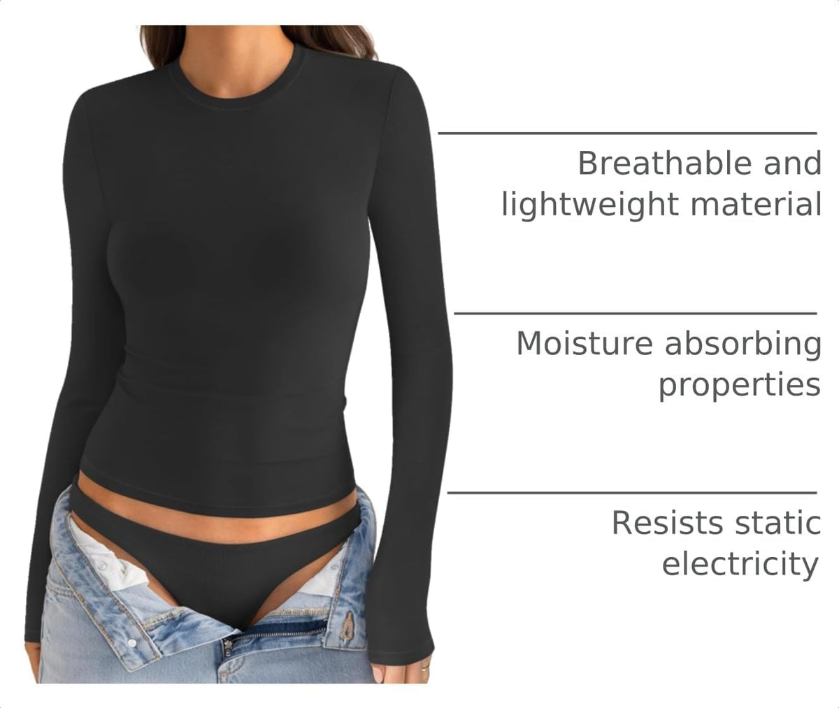 EasyGala Womens Cotton Long Sleeve Shirts Crew Neck Fitted Basic Going Out Outfits Undershirt Spring Fall Clothes 2026