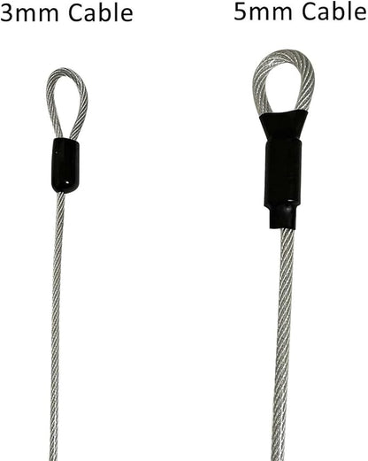 4FT 5mm Security Cable Lock,Braided Steel Vinyl Coated Safety Cable Luggage Lock,Flexible Steel Cable Security Wire Rope Double Loop