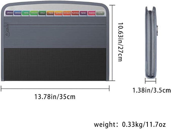 Magik 1-2 13-Pocket Accordion Document Organizer Expanding File Folder Sticky Label (1 Pack, Black)