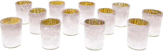 Koyal Wholesale 2.6" Tall Mauve Frosted Ombre Mercury Glass Votive Candle Holders, Set of 12, Bulk Tealight Holders