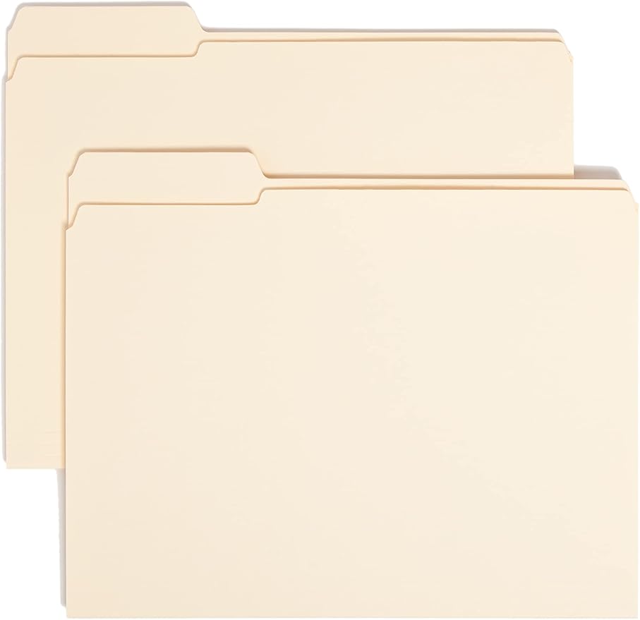 Smead File Folder, Reinforced 1/3-Cut Tab, Left Position, Letter Size, Manila, 6 Count (10334)