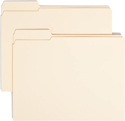 Smead File Folder, Reinforced 1/3-Cut Tab, Left Position, Letter Size, Manila, 6 Count (10334)