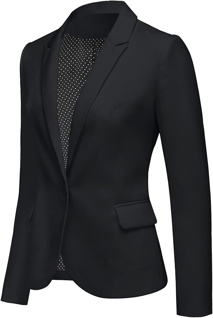LookbookStore Womens Notched Lapel Pockets Button Work Office Blazer Jacket Suit
