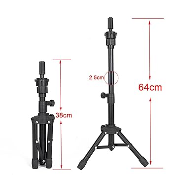 MINI Wig Stand Tripod, 25 Inch Adjustable Mannequin Head Stand, Wig Head Stand for Training Heads And Canvas Block Head (Mannequin Head Not Included)