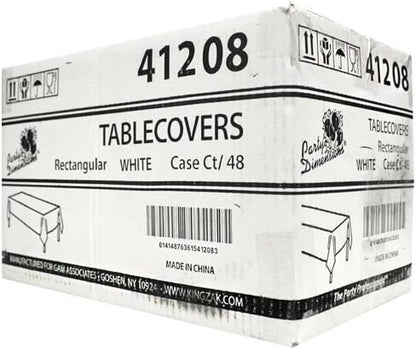 Party Dimensions White 54" x 108" Solid Rectangular Plastic Table Cover 1 Pc