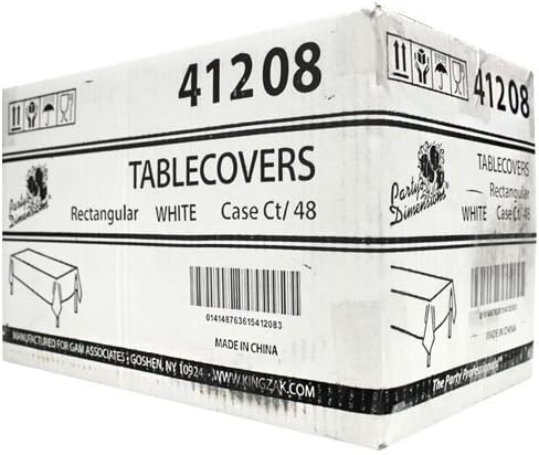 Party Dimensions White 54" x 108" Solid Rectangular Plastic Table Cover 1 Pc