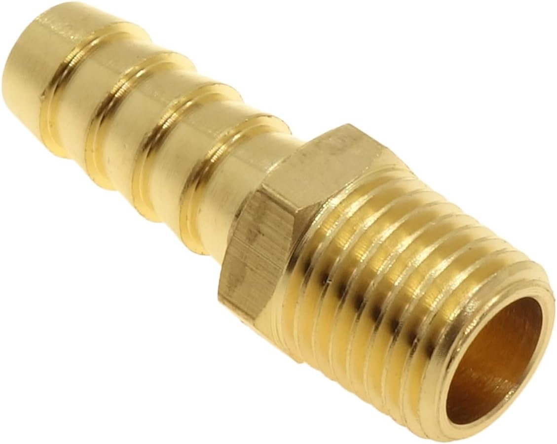 3 Pcs 3/8" Barb to 1/4 NPT Male Pipe Air Hose Fittings Brass Hose Barb Adapter