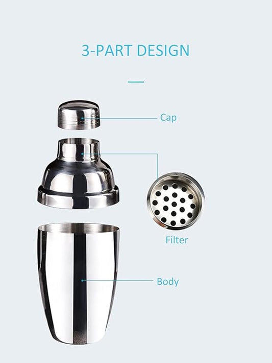 FRONTIER Cocktail Wine Shaker Stainless Steel Martini Shaker with Cap and Strainer Drink Mini Shaker 10OZ
