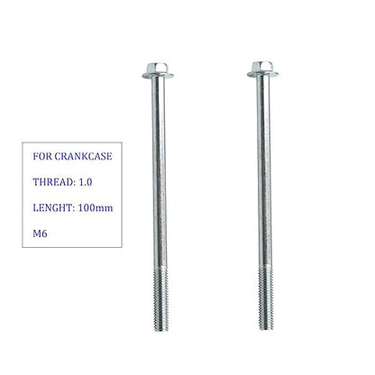 M6 x 100mm Crankcase Flange Bolts M6-1.0x100 Screws M6x1.0x100 ScrewBolt for 125cc 150cc GY6 Motors Scooter Kart ATV 2 Pack