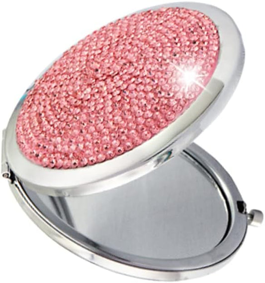 NOLITOY Round Diamond- Makeup Mirror Folding Lighted Travel Mirror Compact Portable for Women Artists