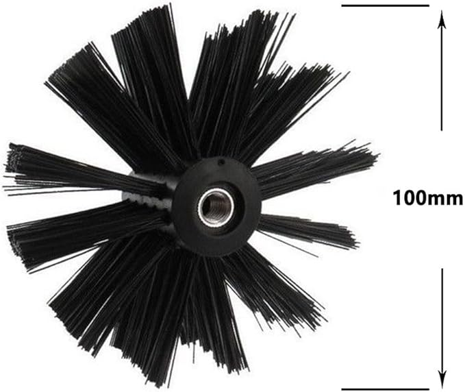 100150mm Chimney Cleaning Brush Dryer Vent Cleaning Brush Lint Remover M8 Thread Bristle Head for Duct Pipe Maintenance Household Tool for Cleaning Dryer Ducts(100mm)
