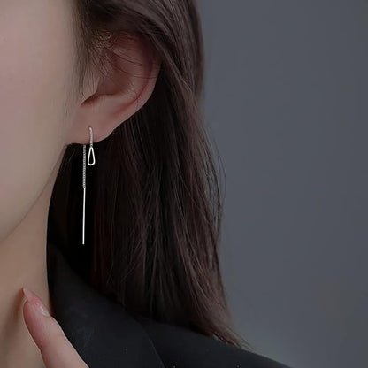 SLUYNZ 925 Sterling Silver Chain Threader Earrings Dangle for Women Teens Long Dangle Earrings Line Earrings Tassel