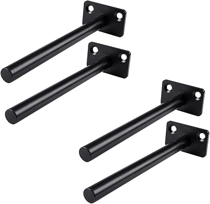 4Pcs Hidden Floating Shelf Bracket Round Wall Mount Shelf Supports Fixed Floating Holder A 01 2 Holes Black 150mm