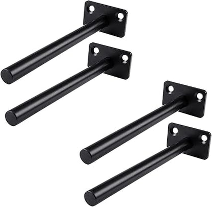 4Pcs Hidden Floating Shelf Bracket Round Wall Mount Shelf Supports Fixed Floating Holder A 01 2 Holes Black 150mm