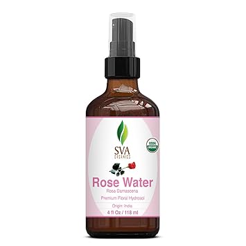 SVA ORGANICS Rose Water 4oz (118 ml) Refreshing Rose Water Spray for Skin Care, Skin Hydration, Bath, Soaps, Haircare  Aromatherapy