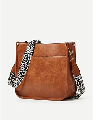 Large Capacity Shoulder Bag for Women, Hobo Bag Crossbody Leopard Strap Purse