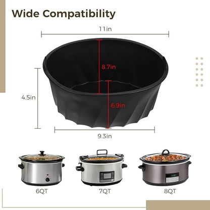 Oval Liner Compatible With 6-8 Qt Slow Cookers, Leakproof Dishwasher-Safe Slow Cooker Insert, Reusable Silicone Slow Cooker Liner, Large-Capacity Non-Stick Crock Pot Liner