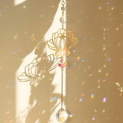 Lotus Sun Catcher Crystals Rainbow Hanging Suncatcher/Chakra Light Catcher Stained Glass Prism for Window/For Outdoor/For Garden Decoration sun catcher 4