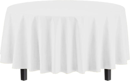 Exquisite 12-Pack Premium Plastic Tablecloth 84in. Round Table Cover - White