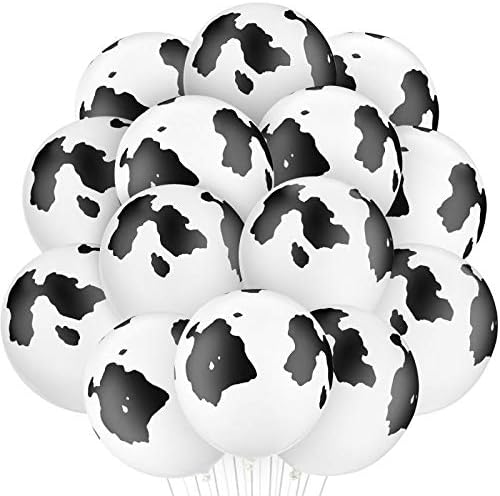 Gejoy 24 Cow Balloons Latex Funny Cowprint Balloons for Cow Black and White Birthday Party Supplies Decorations
