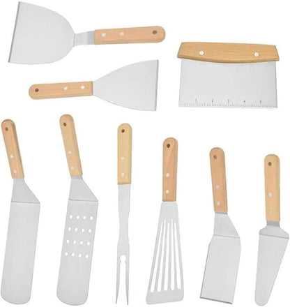 Kitchen Shovel Wooden Handle Pancake Spatula, Stainless Steel Barbecue Tool Set, Cooking Spatula Cooking Spatula Pizza Spatula Kitchen Tool Utensils (Size : 11)
