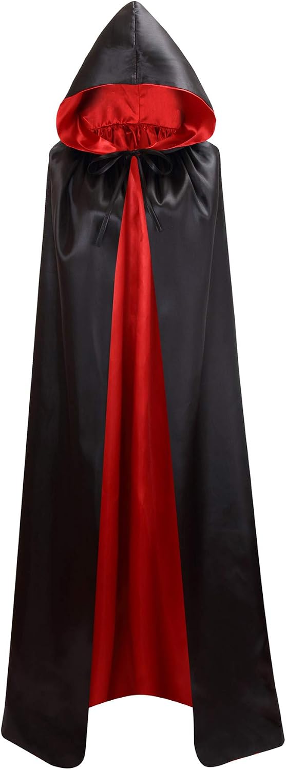 Unisex Adults Reversible Hooded Cloak Cape For Christmas Halloween Party Vampires Cosplay Costumes (Small)