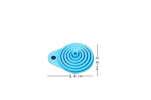 Collapsible Silicone Funnel for Kitchen, 2 Sizes Extra Wide Mouth Non-Spill Design, Leak-Proof Oil Bottle Filler with Hanging Hole for Cooking, Gasoline, Soy Sauce, Spices (Light Blue, Small)