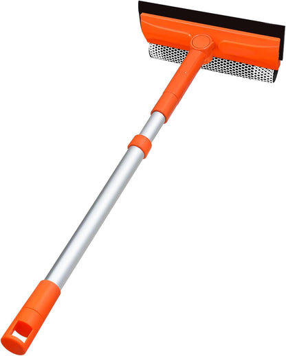 Squeegee for Window | 2-in-1 Window Cleaner Sponge and Soft Rubber Strip with Telescopic Extension Pole 20Ф-30Ф | Window Washer for Shower, Car Windshield, Mirror, Glass Cleaning